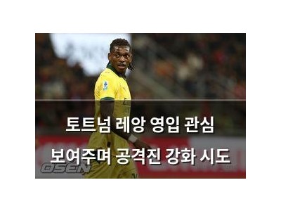 토트넘 레앙 영입 관심 보여주며 공격진 강화 시도