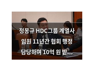 정몽규 HDC그룹 계열사 임원 11년간 협회 행정 담당하며 10억 원 받은 듯