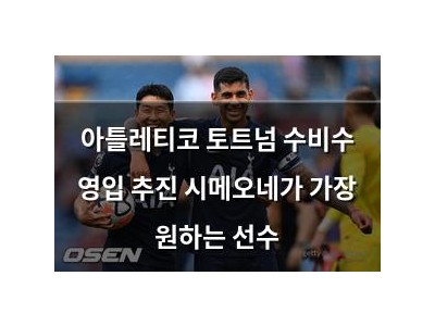아틀레티코 토트넘 수비수 영입 추진 시메오네가 가장 원하는 선수